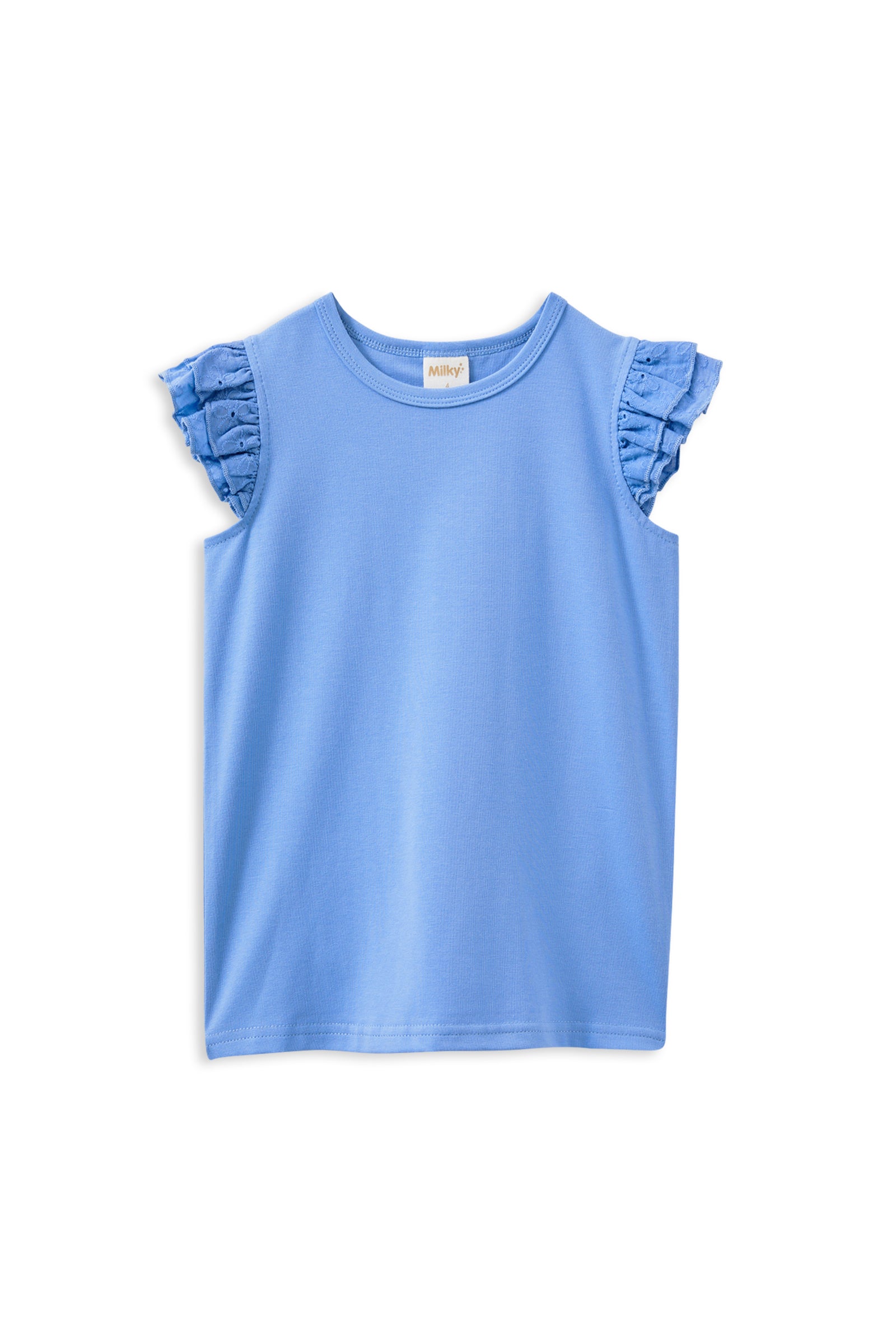 Blue Broderie Frill Tee