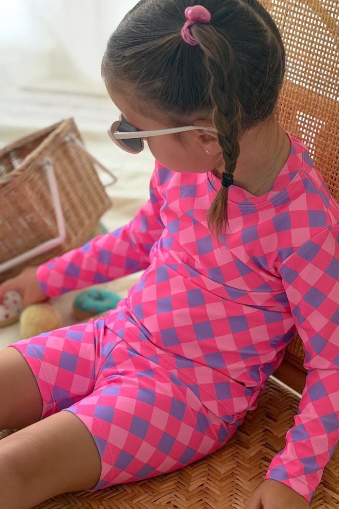 Lilac Check Rash Vest