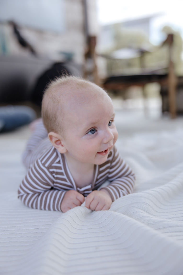 Latte Stripe Zip Romper