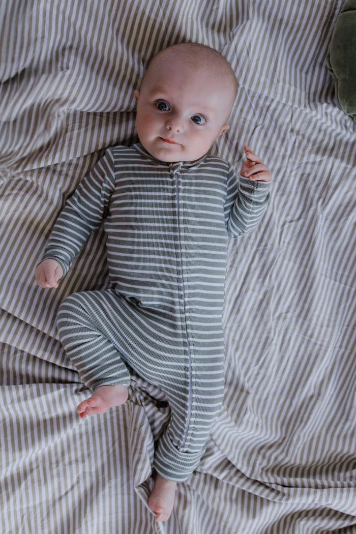 Fern Stripe Zip Romper