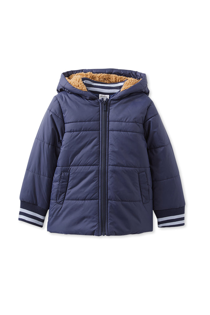 Navy Tipping Puffer Jacket