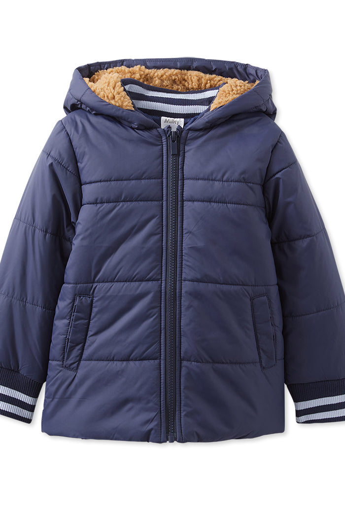 Navy Tipping Puffer Jacket