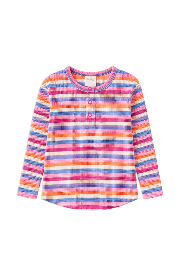 Pink Waffle Henley