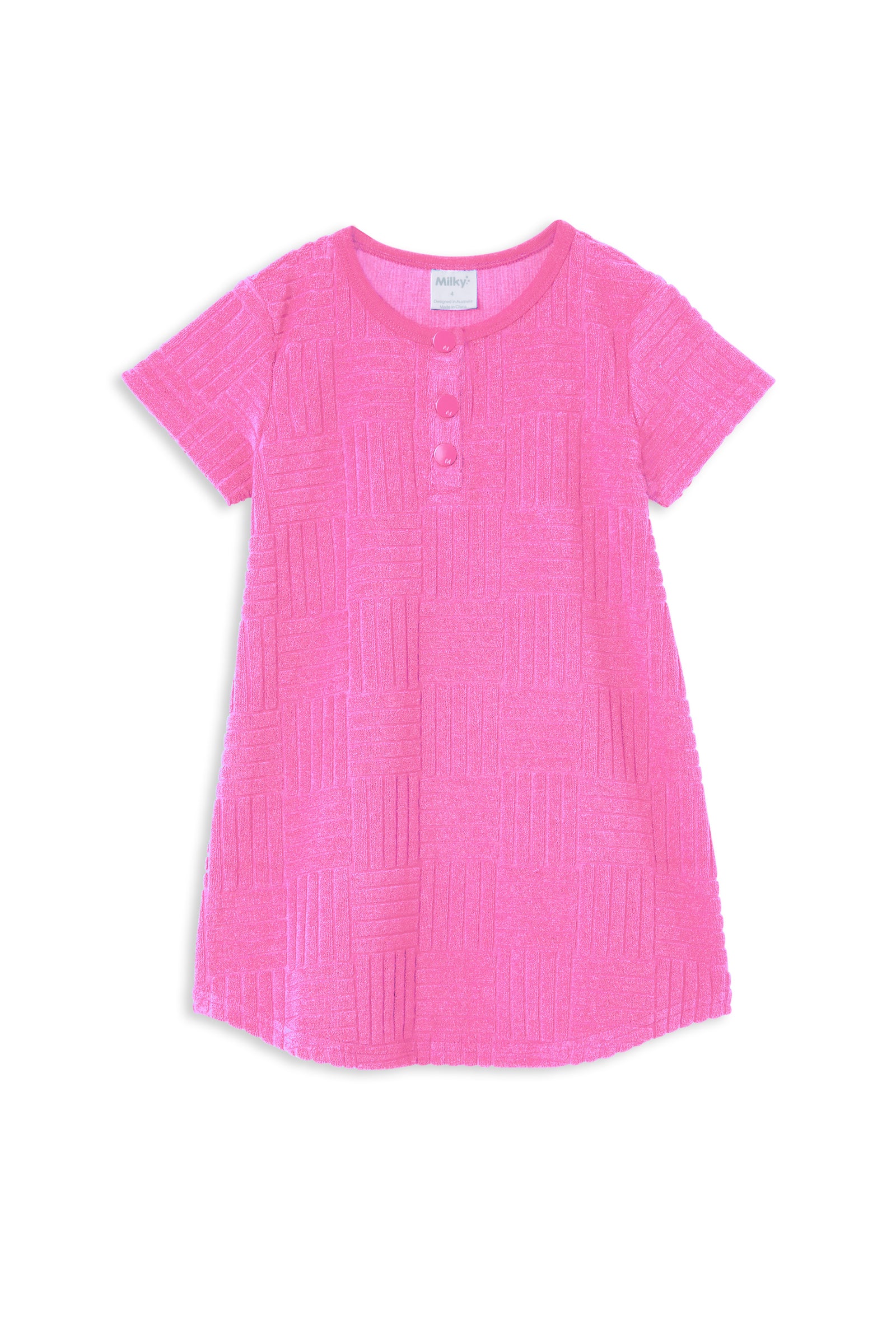 Check Pink Terry Towelling Dress