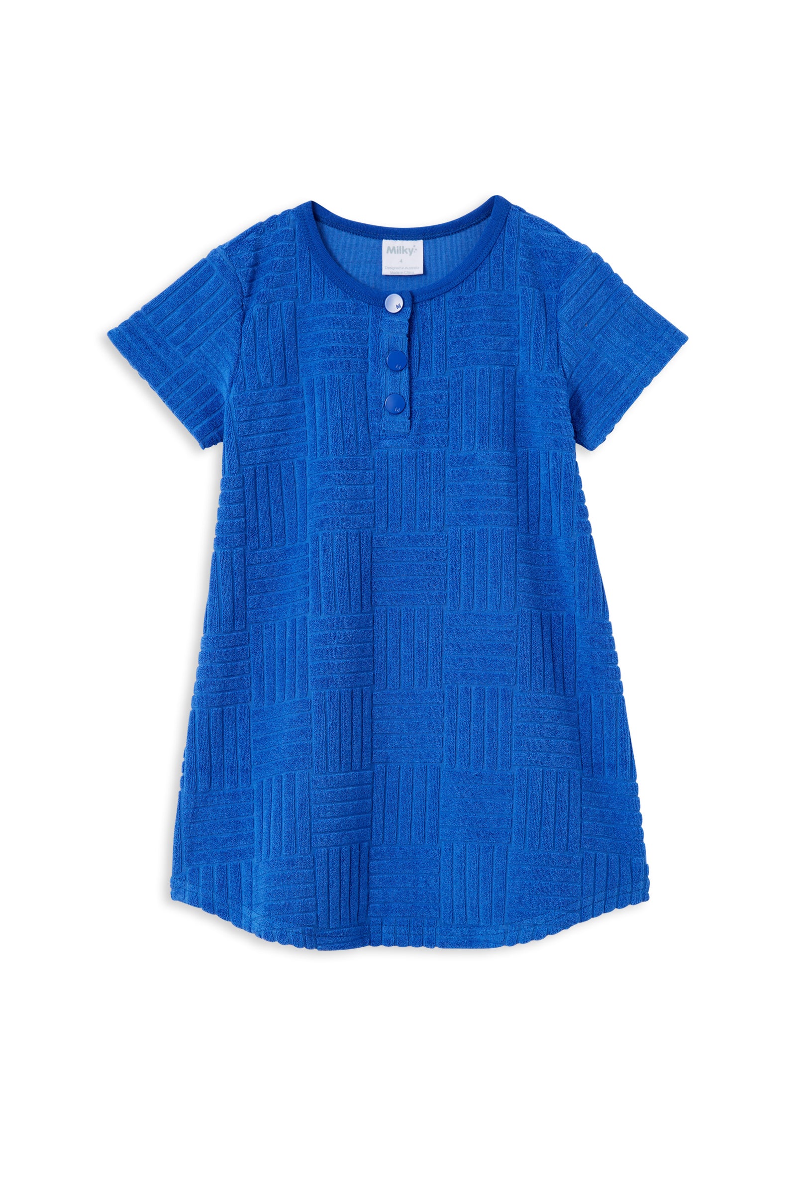 Check Cobalt Terry Towelling Dress