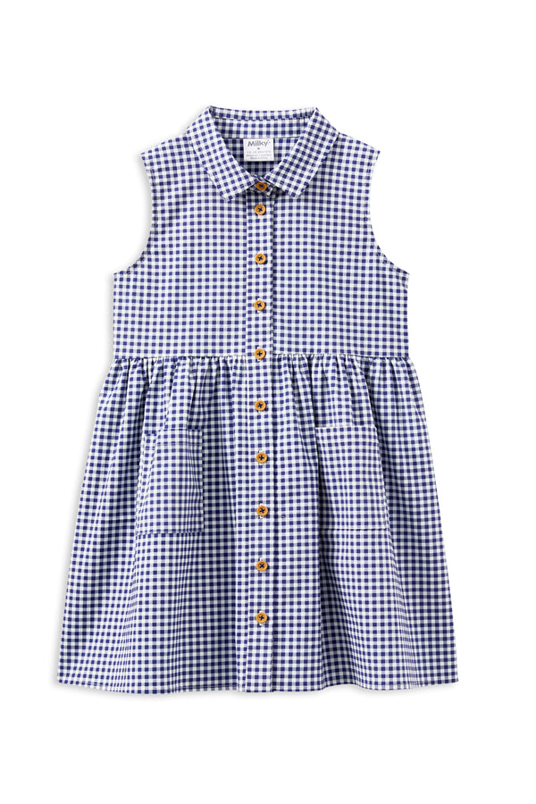 Navy Gingham Girls Breyton Dress main image 1