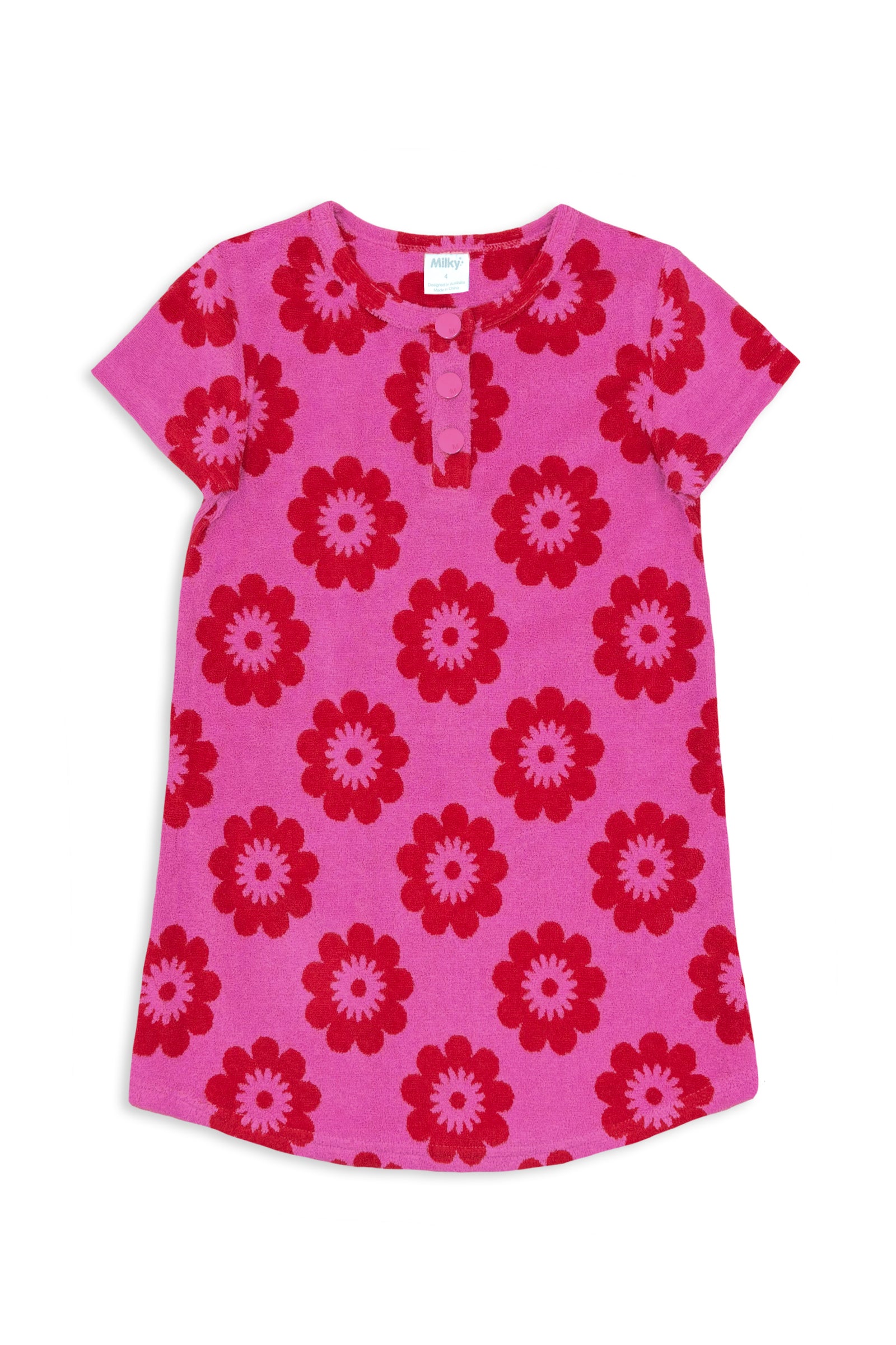 Red Floral Terry Towelling Dress