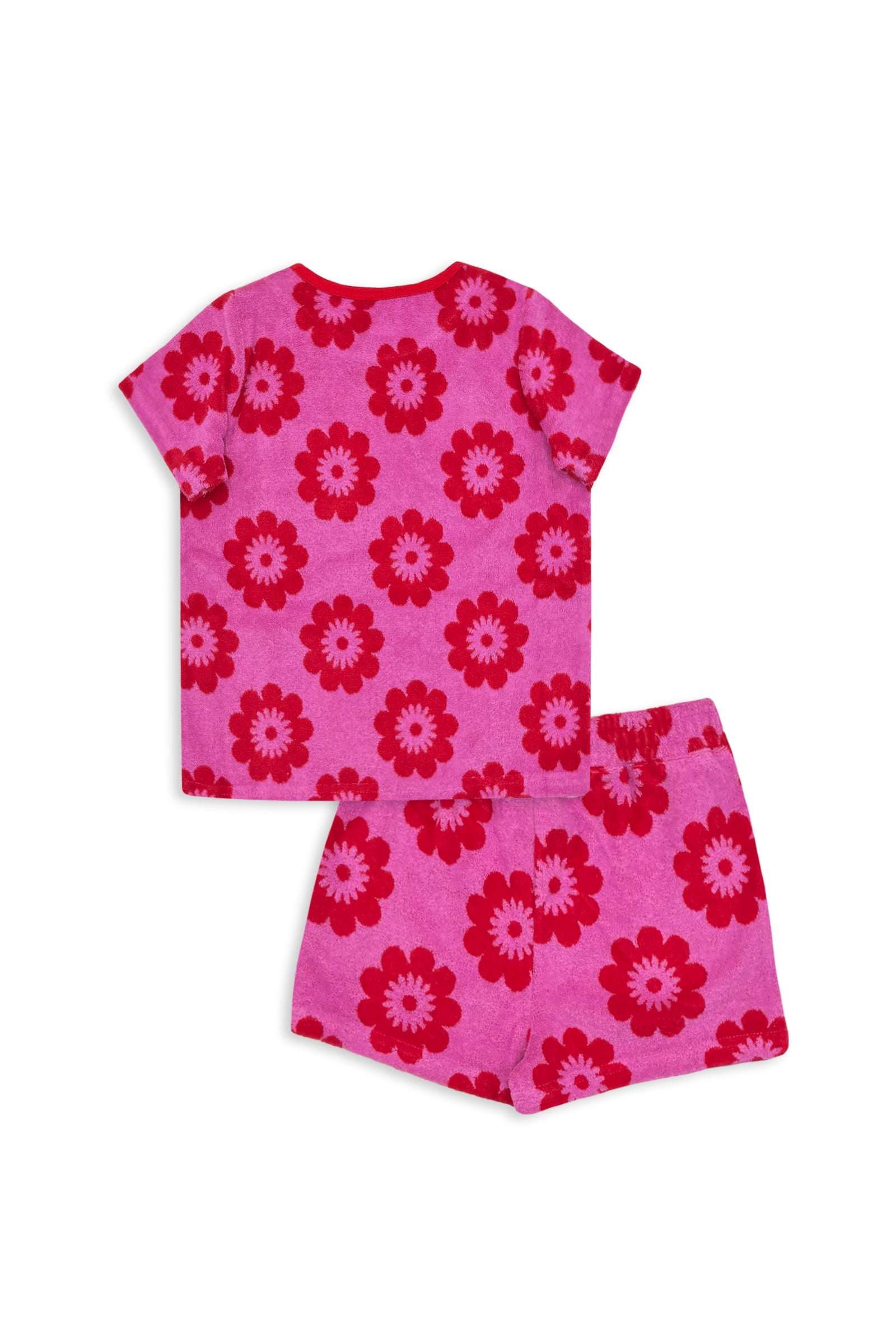 Red Floral Terry Towelling Set