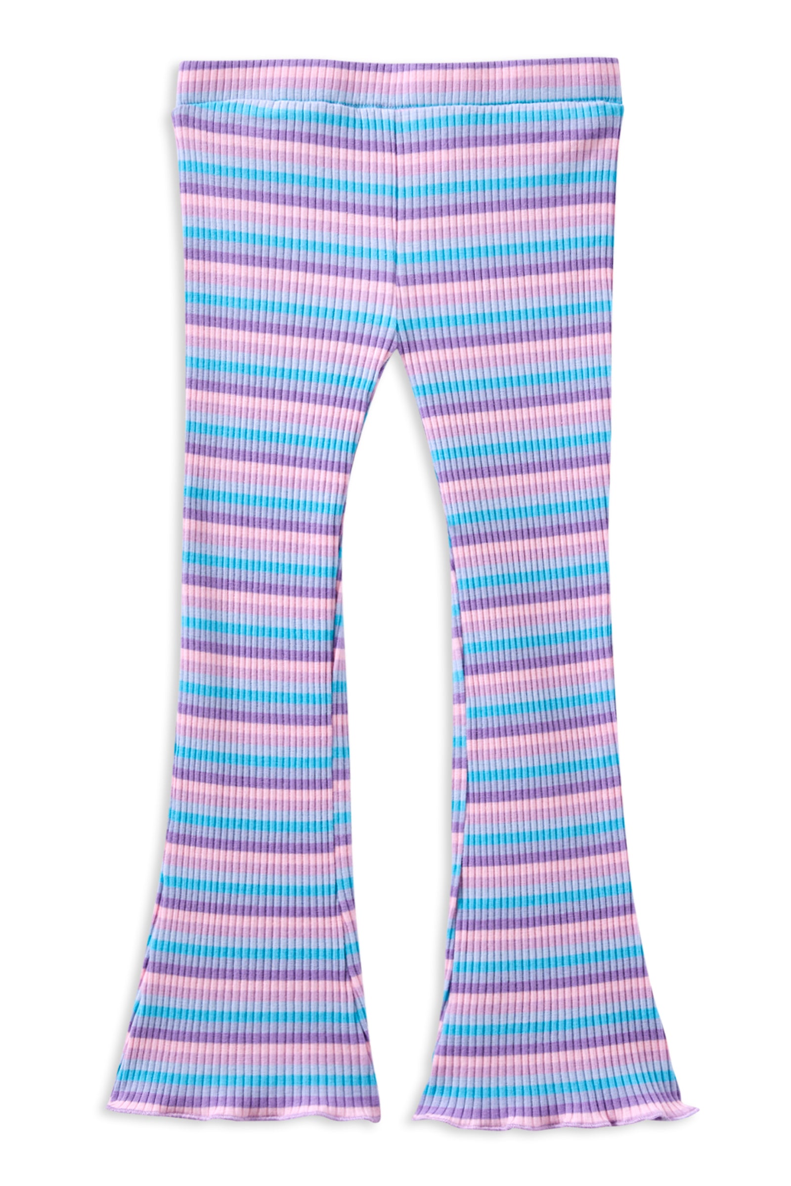 Lilac Stripe Rib Flared Legging