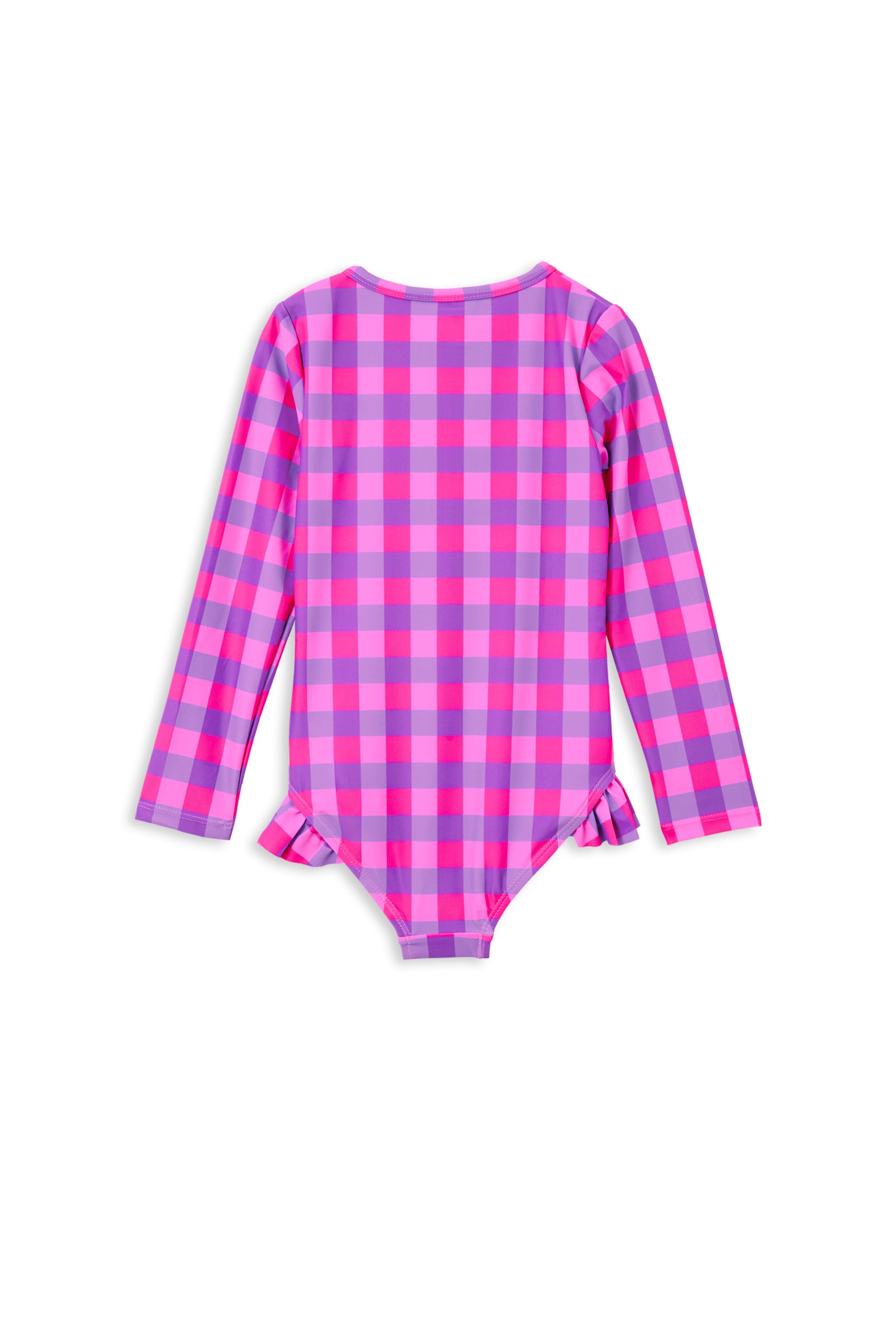 Lilac Check Long Sleeve Swimsuit