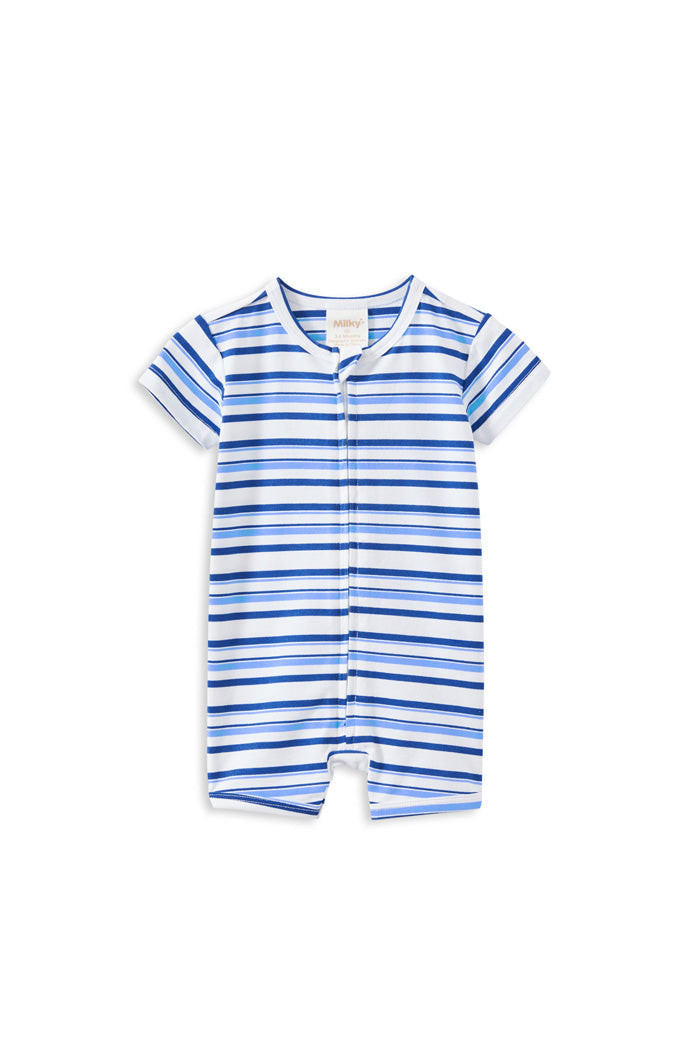Blue Stripe Zip Romper