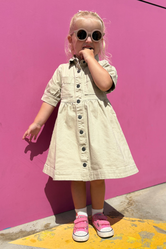 Ecru Puff Sleeve Dress