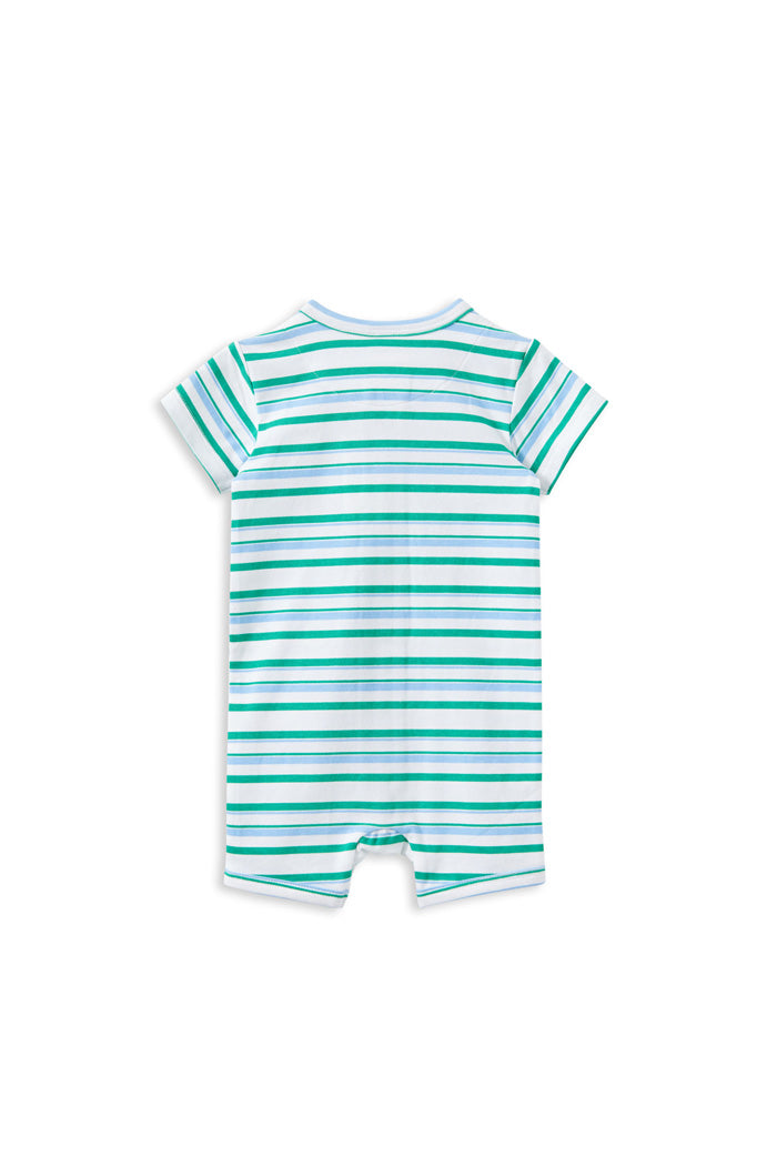 Green Stripe Zip Romper