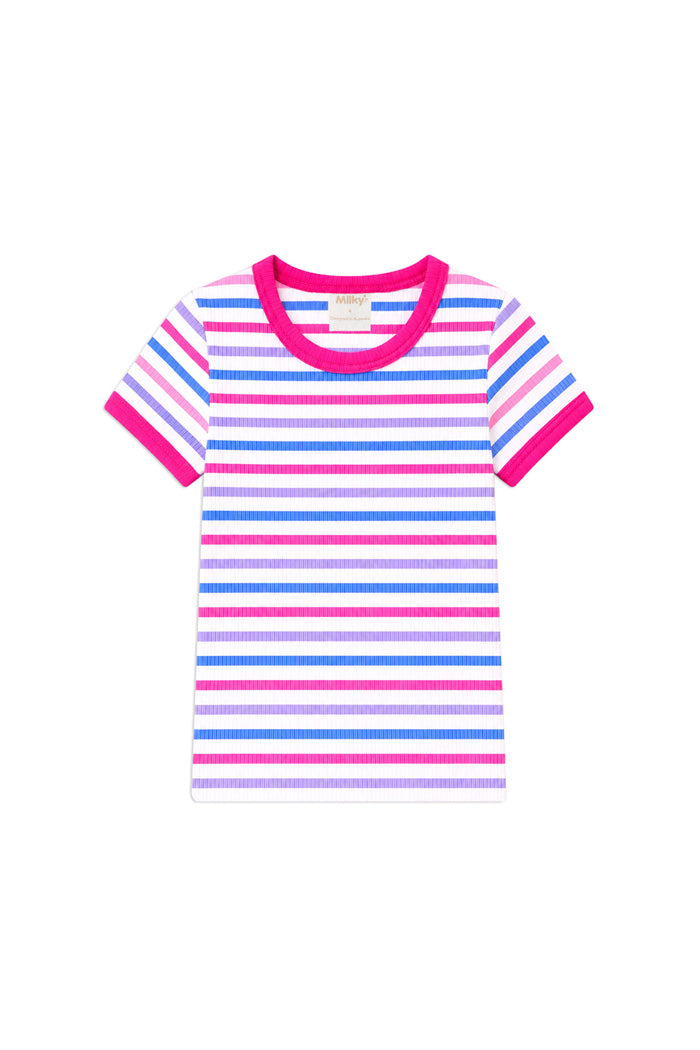 Pretty Pink Stripe Rib Tee