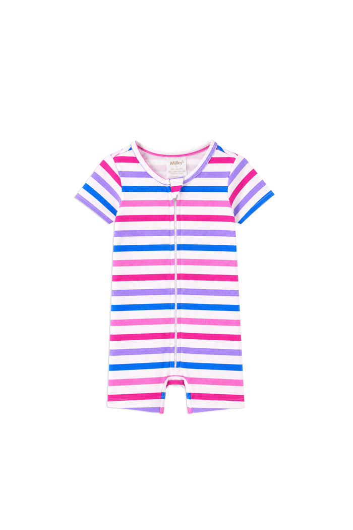 Pretty Pink Stripe Rib Romper