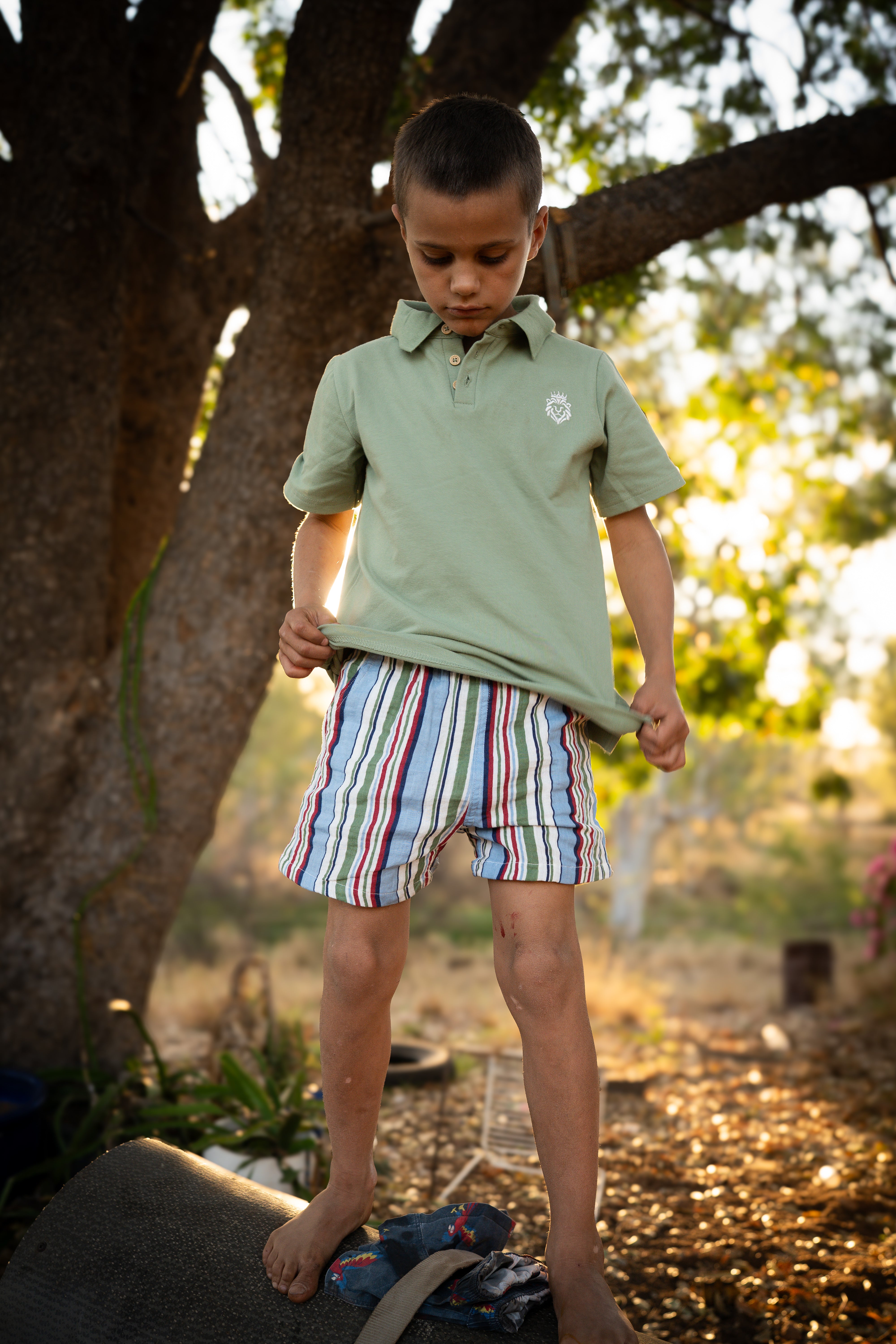 Crinkle Stripe Short