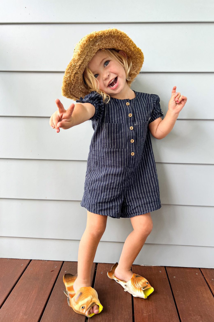 Navy stripe playsuit sales