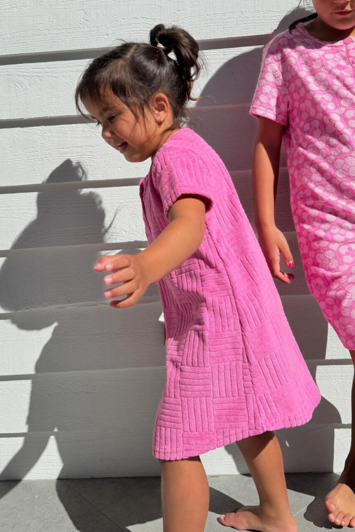 Check Pink Terry Towelling Dress