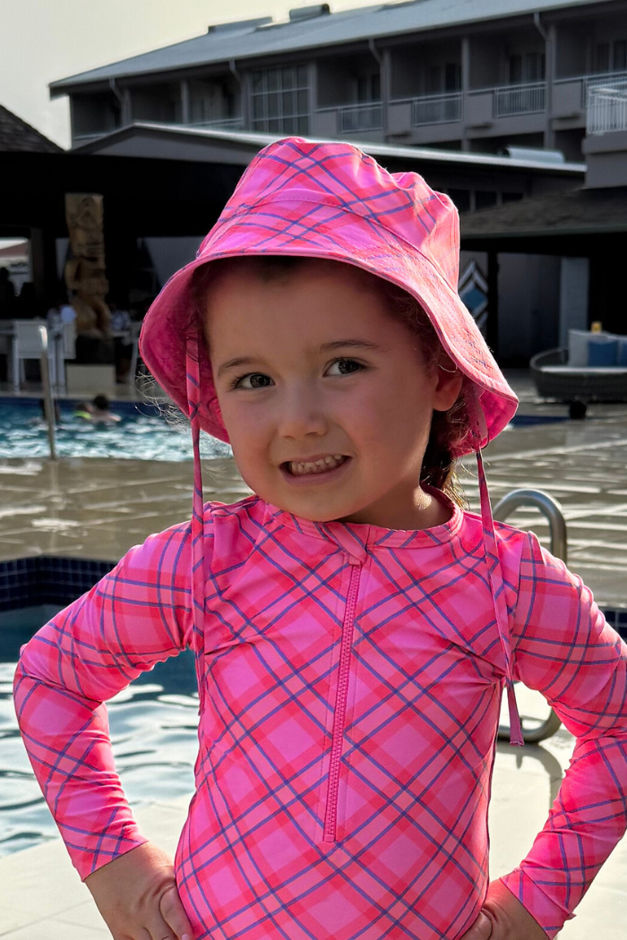 Plaid Check Swim Hat