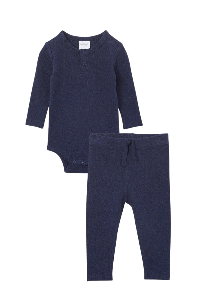 2 Pack - Indigo Marle Rib Set