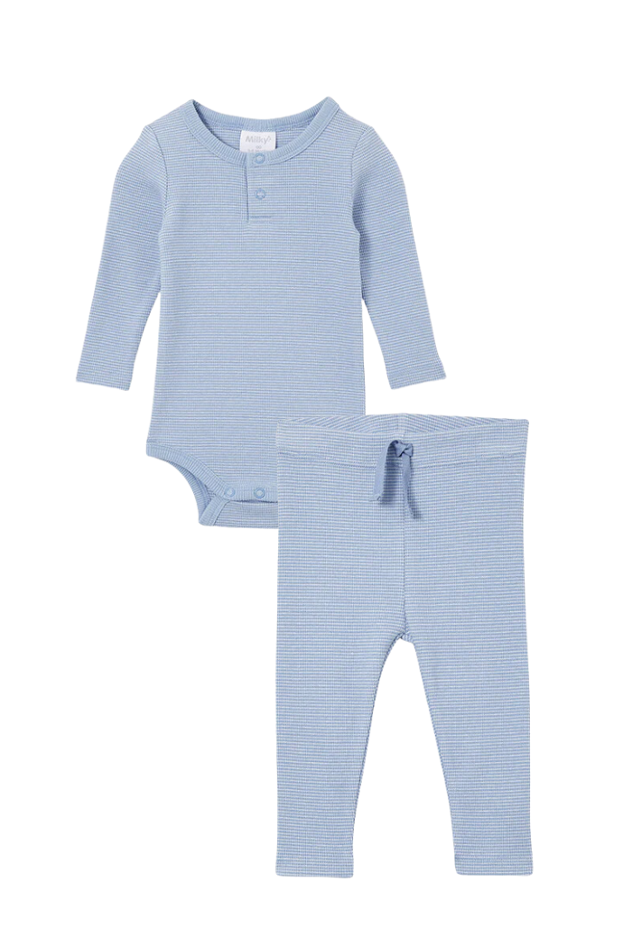 2 Pack - Blue Marle Rib Set