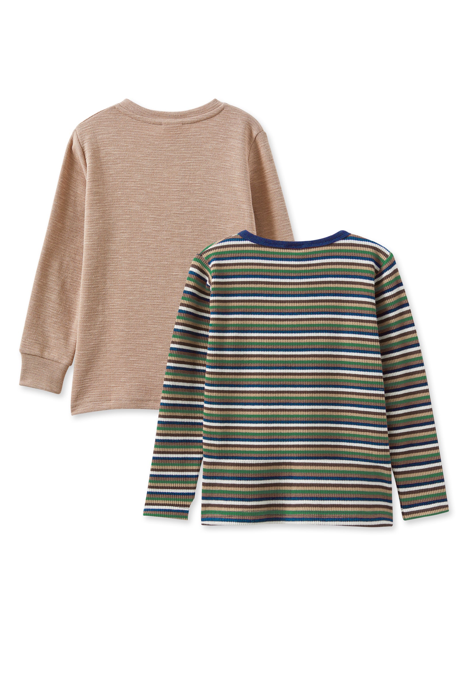 Waffle Stripe & Mocha Henley 2 Pack