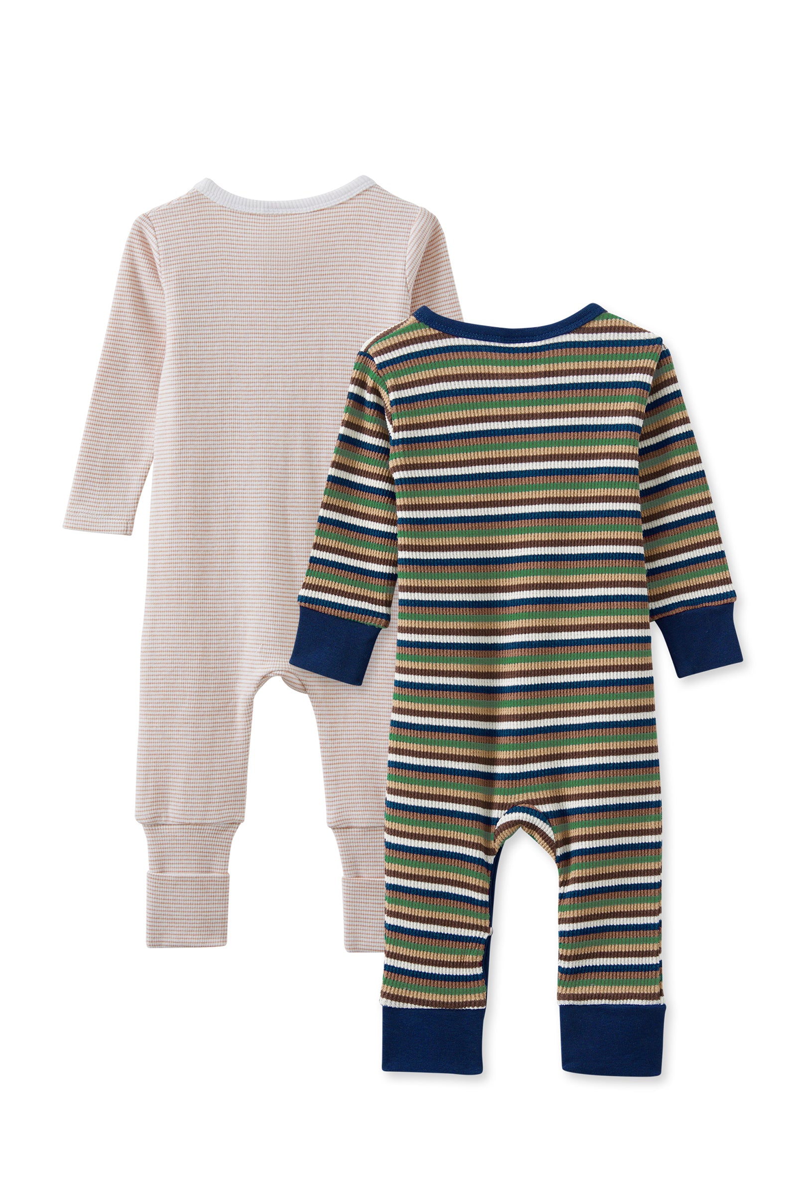 Waffle Stripe & Mocha Romper 2 Pack