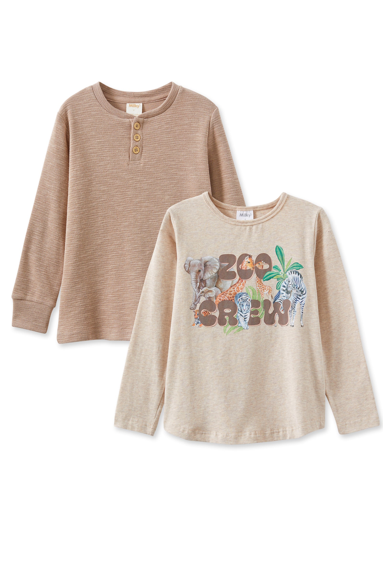 Zoo Crew & Mocha Henley 2 Pack