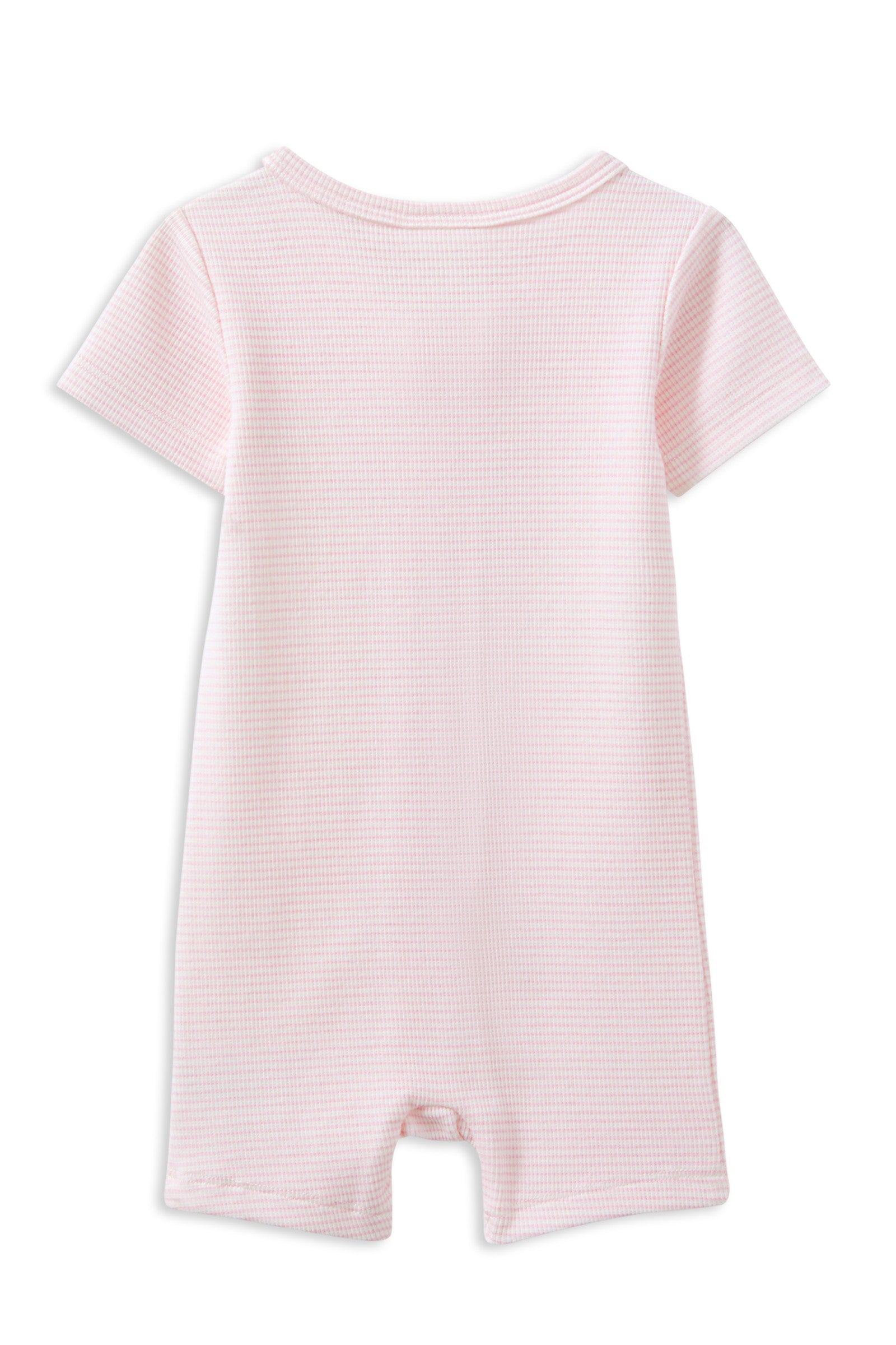 Pink Stripe Rib Zip Romper