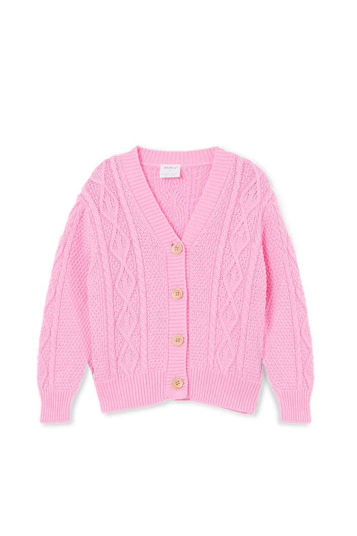 Pink Cable Knit Cardigan