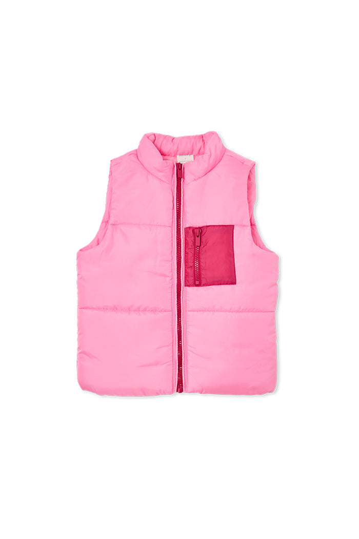 Pink Pocket Puffer Vest